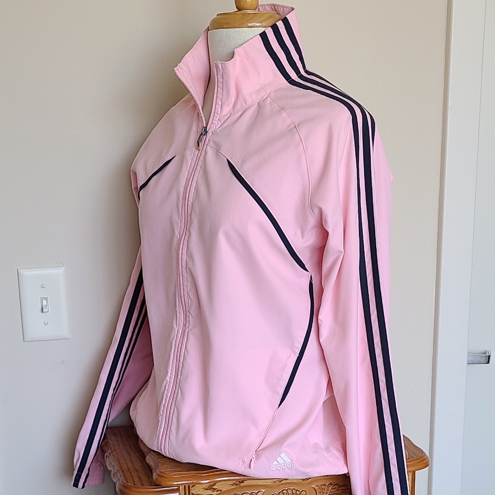 Adidas Old School Pink & Navy Windbreaker Jacket